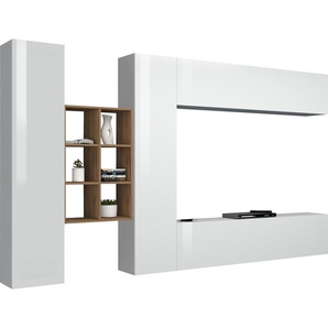 Wohnwand TECNOS Maruska Kastenmöbel-Sets Gr. B/H/T: 320 cm x 180 cm x 30 cm, weiß (weiß hochglanz, hochglanz) Wohnwände