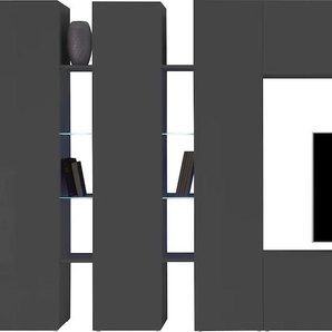 Wohnwand TECNOS Maruska Kastenmöbel-Sets Gr. B/H/T: 340 cm x 180 cm x 30 cm, grau (anthrazit, anthrazit) Wohnwände