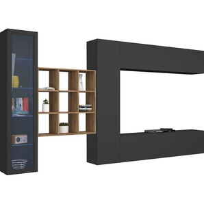 Wohnwand TECNOS Maruska Kastenmöbel-Sets Gr. B/H/T: 350 cm x 180 cm x 30 cm, grau (anthrazit, anthrazit) Wohnwände