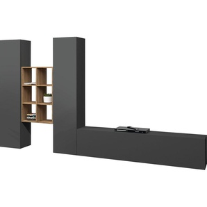 Wohnwand TECNOS Maruska Kastenmöbel-Sets Gr. B/H/T: 350 cm x 180 cm x 30 cm, weiß (weiß hochglanz, hochglanz) Wohnwände