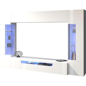 Wohnwand TECNOS New Egypt Kastenmöbel-Sets Gr. B/H/T: 290 cm x 191,2 cm x 40 cm, weiß (weiß hochglanz) Wohnwände