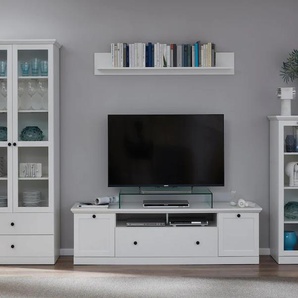 Wohnwand TRENDTEAM Baxter Kastenmöbel-Sets weiß Moderne Wohnwände Wohnwand Kastenmöbel-Sets zeitloser Landhausstil, mit Vollauszug, Beleuchtung optional