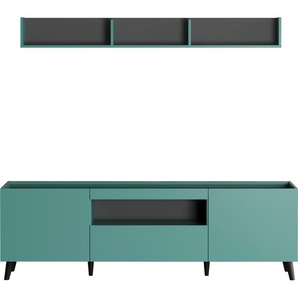 Wohnwand TRENDTEAM Mikkeline Kastenmöbel-Sets blau (dusk blue melamin) Wohnwände