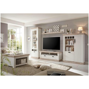 Wohnwand  Roble ¦ weiß ¦ Maße (cm): B: 330 H: 201 T: 44.0