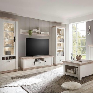 Wohnwand  Roble ¦ weiß ¦ Maße (cm): B: 320 H: 201 T: 44.0