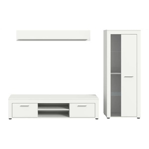 Wohnwand - weiß - Materialmix - 235 cm - 159 cm | Möbel Kraft