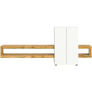 Wohnwand - weiß - Materialmix - 270 cm - 112 cm | Möbel Kraft