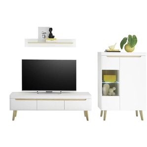 Wohnwand - weiß - Materialmix - 270 cm - 170 cm - cm 40,0 | Möbel Kraft