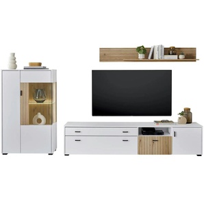 Wohnwand - weiß - Materialmix - 285 cm - 170 cm | Möbel Kraft