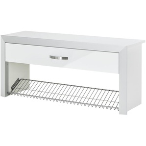 Wohnwert Garderobenbank   Intro - weiß - Materialmix - 109 cm - 50 cm - 35 cm | Möbel Kraft