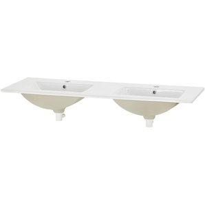 Wohnwert Keramik-Doppelwaschtisch  Capri ¦ weiß ¦ Maße (cm): B: 120 H: 1,8 T: 46.2