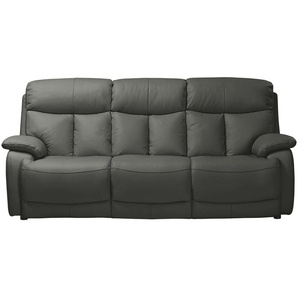 Wohnwert Sofa 3-sitzig aus Echtleder mit manueller Relaxfunktion Ambra  ¦ grau ¦ Maße (cm): B: 218 H: 102 T: 102.0