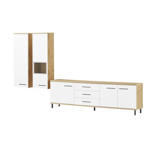 Wohnwert Wohnkombination Carré - weiß - Materialmix - 362 cm - 221 cm - cm 42,0 | Möbel Kraft