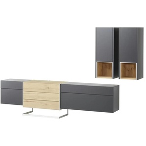 Wohnwert Wohnwand Media Design - schwarz - Materialmix - 273 cm - 198 cm - cm 48,0 | Möbel Kraft