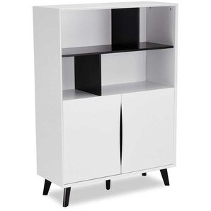 Wohnzimmer Highboard in Weiß und Schwarz 100 cm breit