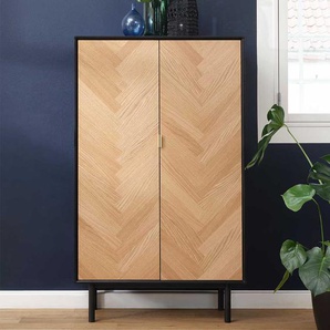 Wohnzimmer Schrank in Schwarz und Eiche furniert 95 cm breit