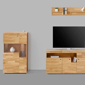 Wohnzimmer-Set HOME AFFAIRE Divupe Kastenmöbel-Sets braun (eiche) Holz Wohnwände Wohnwand