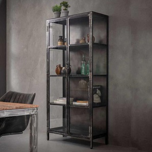 Wohnzimmerschrank in Anthrazit mit Used Look Industry Design