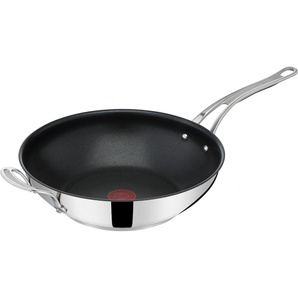 Wok TEFAL Jamie Oliver Cooks Classic Pfannen Gr. Ø 30 cm + Höhe 9 cm, schwarz (edelstahlfarben, schwarz) Woks
