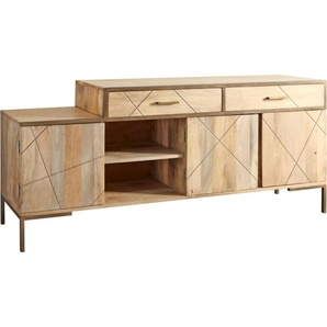 WOLF-Möbel Sideboard 175x77cm Houston Mango natur & goldfarbig 5404-G