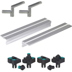 wolfcraft I Spanntischzubehör-Set „Professional“ I 8628000 I 8-tlg., für vielfältige Spannmöglichkeiten an allen Spanntischen mit 20-mm-Bohrungen