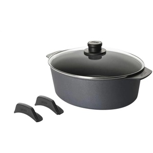 WOLL Gussbräter mit Glasdeckel und Silikongriffen Diamond Lite - schwarz - Aluminium-Guss - 26 cm - 11 cm | Möbel Kraft