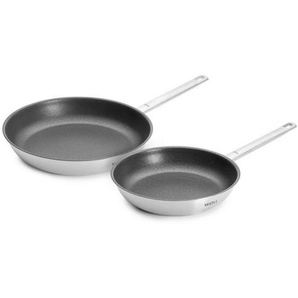 Woll Pfannenset Steel, Edelstahl, Metall, 2-teilig, 2 L, rund, hitzebeständige Griffe, backofengeeignet, rostfrei, Kochen, Pfannen, Pfannensets