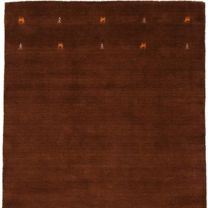 Wollteppich CARPETFINE Gabbeh Uni Teppiche Gr. B/L: 120 cm x 170 cm, 15 mm, 1 St., braun Orientalische Muster reine Wolle, handgewebt, Gabbeh Loom Tiermotiv, auch als Läufer