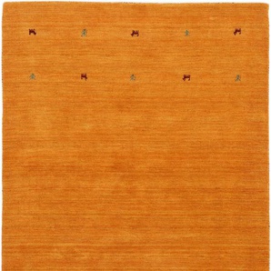 Wollteppich CARPETFINE Gabbeh Uni Teppiche Gr. B/L: 120 cm x 170 cm, 15 mm, 1 St., gelb Orientalische Muster reine Wolle, handgewebt, Gabbeh Loom Tiermotiv, auch als Läufer
