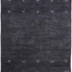 Wollteppich CARPETFINE Gabbeh Uni Teppiche Gr. B/L: 120 cm x 170 cm, 15 mm, 1 St., grau Orientalische Muster reine Wolle, handgewebt, Gabbeh Loom Tiermotiv, auch als Läufer