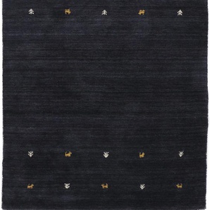 Wollteppich CARPETFINE Gabbeh Uni Teppiche Gr. B/L: 120 cm x 170 cm, 15 mm, 1 St., schwarz Orientalische Muster