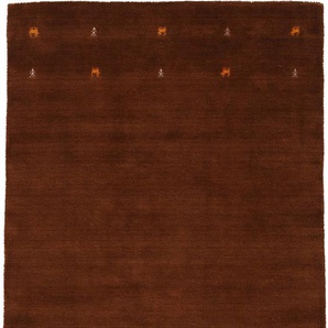 Wollteppich CARPETFINE Gabbeh Uni Teppiche Gr. B/L: 200 cm x 290 cm, 15 mm, 1 St., braun Orientalische Muster reine Wolle, handgewebt, Gabbeh Loom Tiermotiv, auch als Läufer