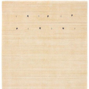 Wollteppich CARPETFINE Gabbeh Uni Teppiche Gr. B/L: 200 cm x 290 cm, 15 mm, 1 St., weiß Orientalische Muster reine Wolle, handgewebt, Gabbeh Loom Tiermotiv, auch als Läufer