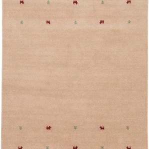 Wollteppich CARPETFINE Gabbeh Uni Teppiche Gr. B/L: 240 cm x 340 cm, 15 mm, 1 St., beige Gabbehteppich Handwebteppich Kurzflorteppich Orientteppich Schurwollteppich Teppich Webteppich Orientalische Muster Teppiche reine Wolle, handgewebt, Gabbeh Loom