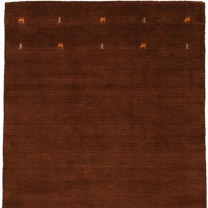 Wollteppich CARPETFINE Gabbeh Uni Teppiche Gr. B/L: 240 cm x 340 cm, 15 mm, 1 St., braun Gabbehteppich Handwebteppich Kurzflorteppich Orientteppich Schurwollteppich Teppich Webteppich Orientalische Muster Teppiche reine Wolle, handgewebt, Gabbeh Loom