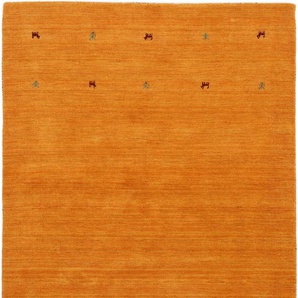 Wollteppich CARPETFINE Gabbeh Uni Teppiche Gr. B/L: 240 cm x 340 cm, 15 mm, 1 St., gelb Gabbehteppich Handwebteppich Kurzflorteppich Orientteppich Schurwollteppich Teppich Webteppich Orientalische Muster Teppiche reine Wolle, handgewebt, Gabbeh Loom