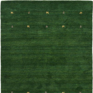 Wollteppich CARPETFINE Gabbeh Uni Teppiche Gr. B/L: 240 cm x 340 cm, 15 mm, 1 St., grün Gabbehteppich Handwebteppich Kurzflorteppich Orientteppich Schurwollteppich Teppich Webteppich Orientalische Muster Teppiche reine Wolle, handgewebt, Gabbeh Loom