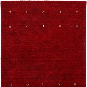 Wollteppich CARPETFINE Gabbeh Uni Teppiche Gr. B/L: 240 cm x 340 cm, 15 mm, 1 St., rot Gabbehteppich Handwebteppich Kurzflorteppich Orientteppich Schurwollteppich Teppich Webteppich Orientalische Muster Teppiche reine Wolle, handgewebt, Gabbeh Loom