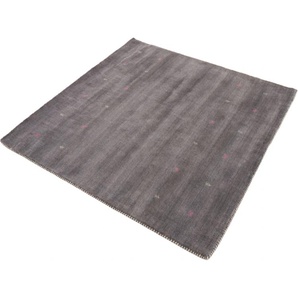 Wollteppich CARPETFINE Gabbeh-Uni Teppiche Gr. B/L: 250 cm x 250 cm, 15 mm, 1 St., grau Orientalische Muster