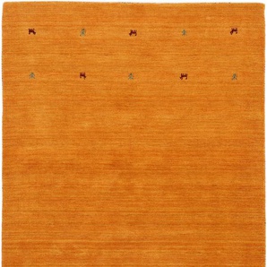 Wollteppich CARPETFINE Gabbeh Uni Teppiche Gr. B/L: 300 cm x 400 cm, 15 mm, 1 St., gelb Orientalische Muster reine Wolle, handgewebt, Gabbeh Loom Tiermotiv, auch als Läufer