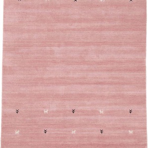 Wollteppich CARPETFINE Gabbeh Uni Teppiche Gr. B/L: 300 cm x 400 cm, 15 mm, 1 St., rosa Gabbehteppich Handwebteppich Kurzflorteppich Orientteppich Schurwollteppich Teppich Webteppich Orientalische Muster Teppiche reine Wolle, handgewebt, Gabbeh Loom