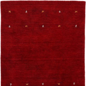 Wollteppich CARPETFINE Gabbeh Uni Teppiche Gr. B/L: 300 cm x 400 cm, 15 mm, 1 St., rot Orientalische Muster
