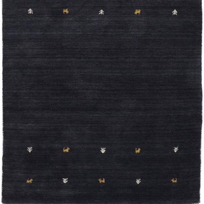 Wollteppich CARPETFINE Gabbeh Uni Teppiche Gr. B/L: 300 cm x 400 cm, 15 mm, 1 St., schwarz Gabbehteppich Handwebteppich Kurzflorteppich Orientteppich Schurwollteppich Teppich Webteppich Orientalische Muster Teppiche reine Wolle, handgewebt, Gabbeh Loom