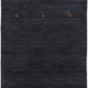 Wollteppich CARPETFINE Gabbeh Uni Teppiche Gr. B/L: 75 cm x 200 cm, 15 mm, 1 St., schwarz Gabbeh-Teppiche reine Wolle, handgewebt, Gabbeh Loom Tiermotiv, auch als Läufer
