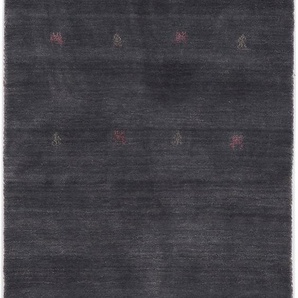Wollteppich CARPETFINE Gabbeh Uni Teppiche Gr. B/L: 75 cm x 240 cm, 15 mm, 1 St., grau Orientalische Muster reine Wolle, handgewebt, Gabbeh Loom Tiermotiv, auch als Läufer