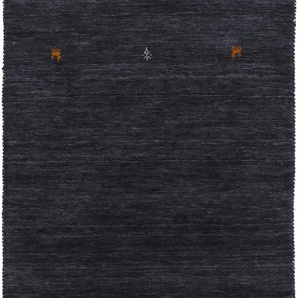 Wollteppich CARPETFINE Gabbeh Uni Teppiche Gr. B/L: 80 cm x 400 cm, 15 mm, 1 St., schwarz Orientalische Muster reine Wolle, handgewebt, Gabbeh Loom Tiermotiv, auch als Läufer