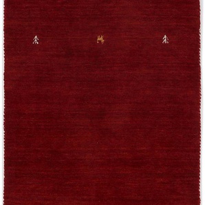 Wollteppich CARPETFINE Gabbeh Uni Teppiche Gr. B/L: 80 cm x 600 cm, 15 mm, 1 St., rot Orientalische Muster reine Wolle, handgewebt, Gabbeh Loom Tiermotiv, auch als Läufer