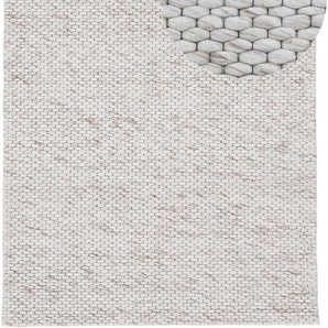 Wollteppich CARPETFINE Sina Teppiche Gr. B/L: 120 cm x 170 cm, 14 mm, 1 St., beige Schurwollteppiche Handweb Teppich, reine Wolle, meliert, handgewebt, weich & kuschelig