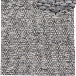 Wollteppich CARPETFINE Sina Teppiche Gr. B/L: 240 cm x 340 cm, 14 mm, 1 St., grau (dunkelgrau) Esszimmerteppiche Handweb Teppich, reine Wolle, meliert, handgewebt, weich & kuschelig