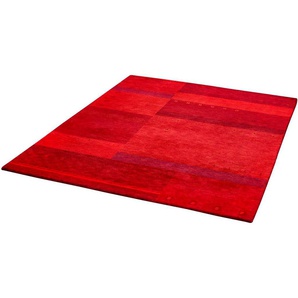 Wollteppich DEKOWE Wesley Teppiche Gr. B/L: 120 cm x 180 cm, 15 mm, 1 St., rot Esszimmerteppiche Handweb Teppich, reine Wolle, modernes Design